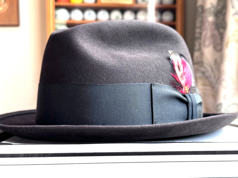 Vtg 1950s ROYAL STETSON Fedora Hat Dark Brown Fur Felt 7 5/8 Original Box